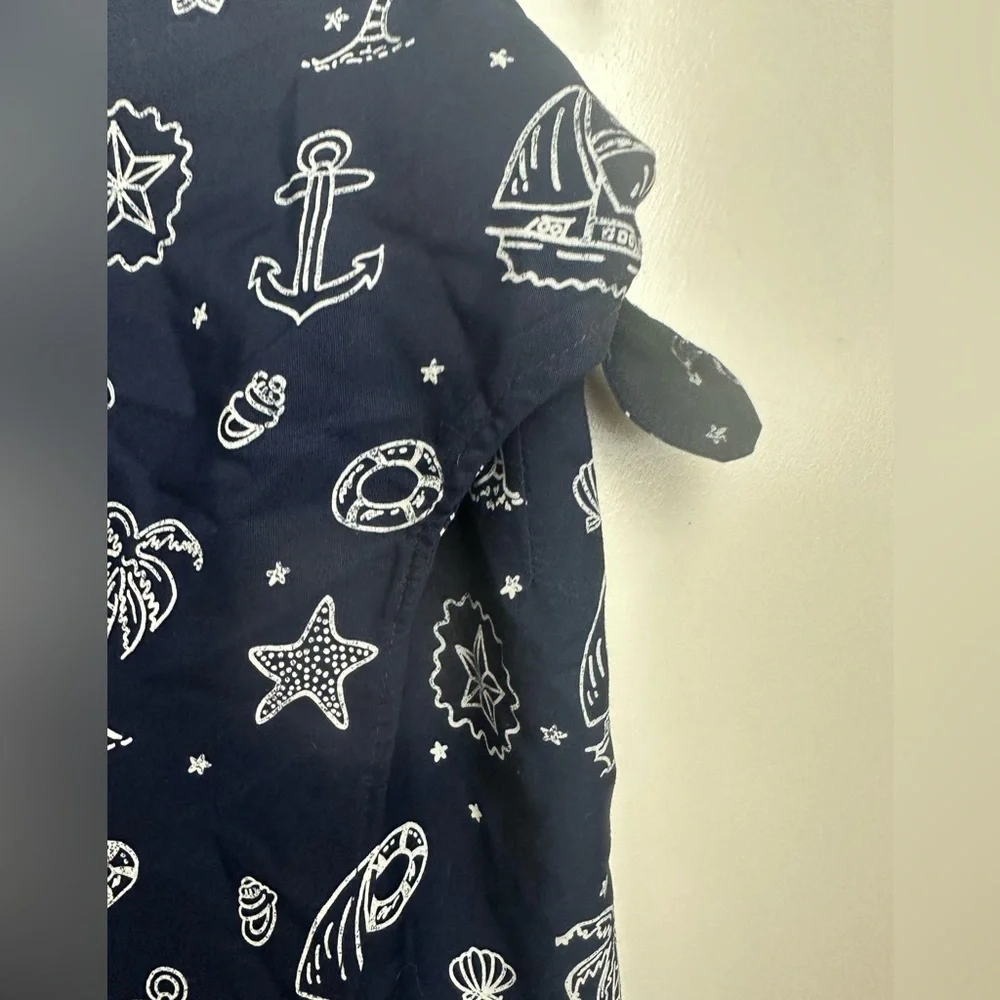 Breeches Navy Blue Nautical Beach Palm Tree Anchor Vintage Vacation Wrap Skirt S
